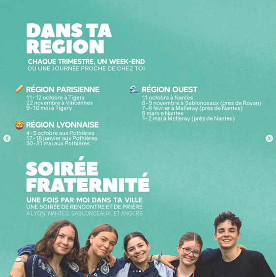 Dans ta région : chaque trimestre, un week-end ou une journée proche de chez toi